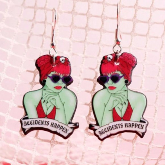 🧿 2 for $25 🧿 Beetlejuice - Miss Argentina "Accidents Happen" Acrylic Earrings - Picture 3 of 8